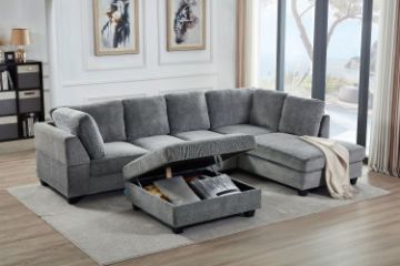Picture of LIBERTY Premium Sectional Sofa (Light Grey) - Chaise Facing Right