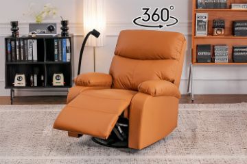 Picture of NUVIA 360° Swivel Manual Recliner Lounge Chair with Mobile Holder (Orange)