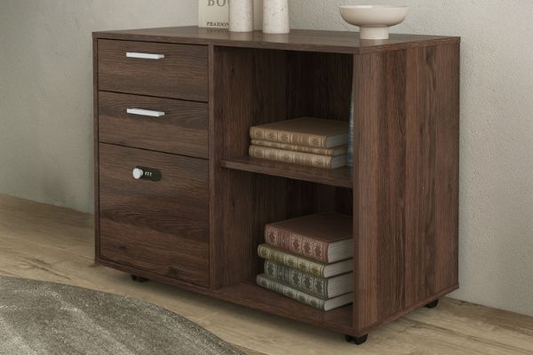 Picture of CRUZ Mobile File Cabinet with Password Lock & Wheels (Brown)