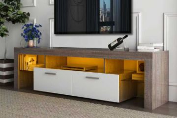 Picture of HUMBIE 1.6M TV Unit with LED Lighting and Tempered Glass Shelves