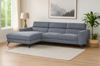 Picture of Frankfurt Sectional Fabric Sofa (Grey) - Chaise Facing Left
