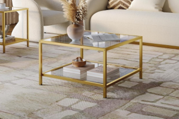 Picture of TOBAGO 68 Square Tempered Glass Coffee Table (Golden)
