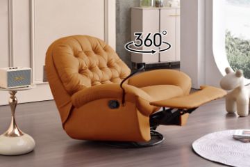 Picture of SANO 360° Swivel Manual Recliner Lounge Chair with Mobile Holder (Orange)
