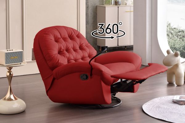 Picture of SANO 360° Swivel Manual Recliner Lounge Chair with Mobile Holder (Burgundy)