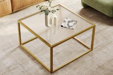 Picture of TOBAGO 68 Square Ribbed Tempered Glass Coffee Table