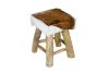 Picture of MIHO Natural Goat Hide Solid Teakwood Square Stool