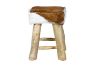 Picture of MIHO Natural Goat Hide Solid Teakwood Square Stool