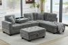 Picture of NEBULA Pro Sectional Sofa with Storage Ottoman & Drop-Down Console & USB & Type-C Port (Misty Grey)