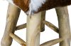 Picture of MIHO Natural Goat Hide Solid Teakwood Square Stool