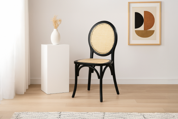 Picture of DORSEY Dining Chair with Rattan Seat (Black)