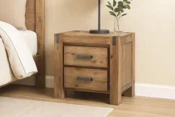 Picture of SPRINGBROOK 2-Drawer Solid Acacia Wood Bedside Table