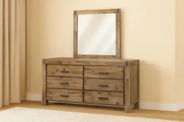 Picture of SPRINGBROOK 6-Drawer Solid Acacia Wood Dresser with Mirror