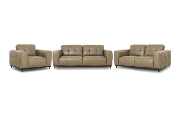 Picture of KALONA 3/2/1 Seater 100% Genuine Leather Sofa Range (Taupe) - 3+2+1 Sofa Set