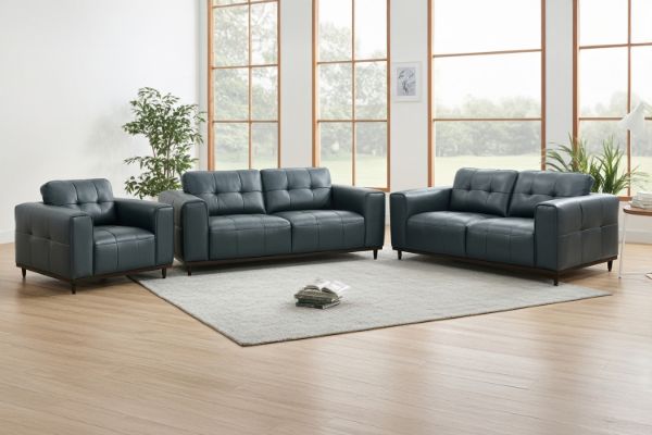 Picture of KALONA 3/2/1 Seater 100% Genuine Leather Sofa Range (Dark Blue)