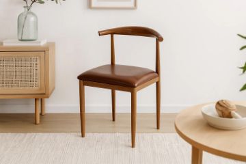Picture of HORN Metal Frame Dining Chair with Brown Cushion