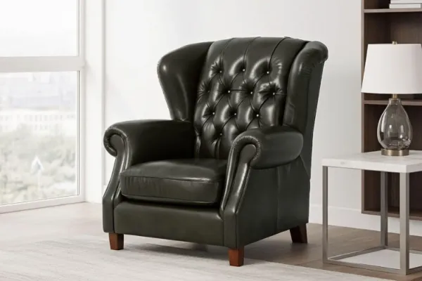 Picture of BAMBURGH 100% Genuine Leather Chesterfield Armchair