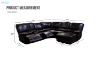 Picture of ORREN Air Leather Power Reclining Sectional Sofa with LED Lights & Cooling Cup Holders - Chaise Facing Right (Black)