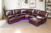 Picture of ORREN Air Leather Power Reclining Sectional Sofa with LED Lights & Cooling Cup Holders - Chaise Facing Right (Dark Brown)