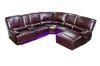 Picture of ORREN Air Leather Power Reclining Sectional Sofa with LED Lights & Cooling Cup Holders - Chaise Facing Right (Dark Brown)
