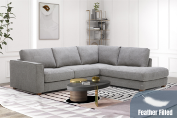 Picture of HEARTLAND Feather Filled Fabric Sectional Sofa (Grey) - Water, Oil & Dust Resistant 