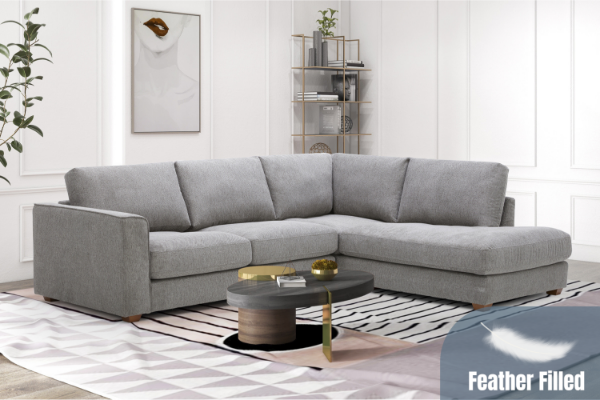 Picture of HEARTLAND Feather Filled Fabric Sectional Sofa (Grey) - Water, Oil & Dust Resistant 