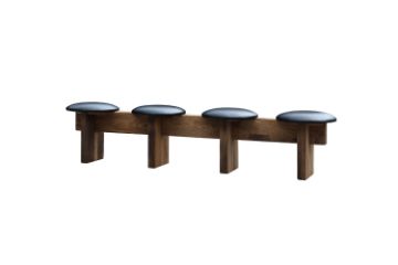 Picture of TIMBERA Solid Reclaimed Oak Wood Frame Dining Bench with Genuine Leather Seats (227x49cm)