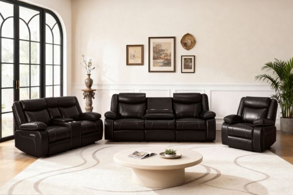 Picture of ZENO Power Reclining Sofa Range with Drop-Down Console & Cup Holders & USB & Type-C Ports