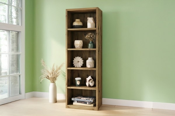 Picture of TIMBERA 5-Tier Solid Reclaimed Pine Wood Bookshelf (90x240cm)