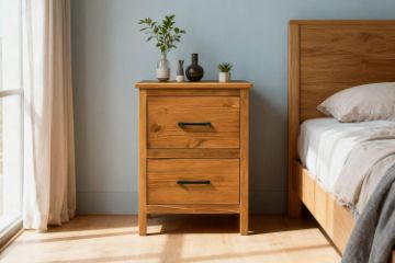 Picture of BAYARD 2-Drawer Solid Pine Wood Bedside Table