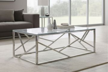 Picture of LELLA Rectangle Clear Glass Coffee Table (Silver)