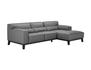 Picture of ZURICHER 100% Capri Leather Sectional Sofa (Charcoal Grey)