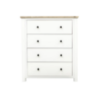 Picture of Hepburn 4 Drawer Tallboy – Hamptons Style White Stain with Natural Top