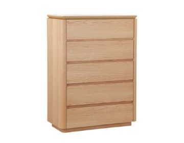 Picture of CAVALLI 5-Drawer Tallboy with Light Oak Finish & White Ceramic Top