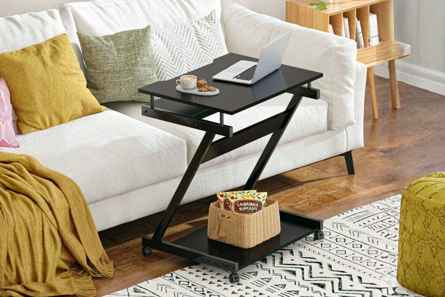 MOBELLA Z-Type Laptop Desk with Wheels (Black)