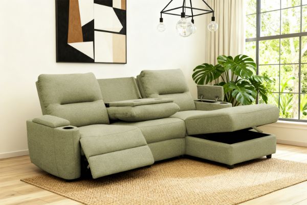 Picture of KIMBERLY Power Reclining Sectional Sofa with Drop-Down Console - Chaise Facing Right