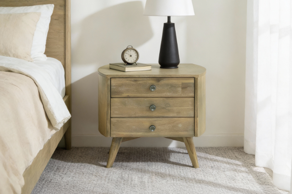 Picture of RIALTO 3-Drawer Solid Acacia Wood Bedside Table