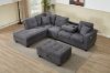 Picture of NEBULA Pro Chenille Fabric Sectional Sofa with Storage Ottoman (Dark Grey) - Chaise Facing Left