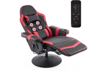 Picture of ZESTIE 360° Swivel Adjustable Height Massage Gaming Recliner Chair with Cupholder and Side Pocket (Red & Black)