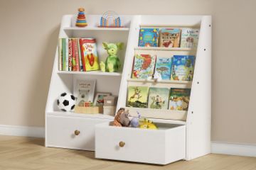 Picture of BLAINE 90x90cm 3-Tier Bookshelf and Toy Storage Cabinet with 2 Drawers