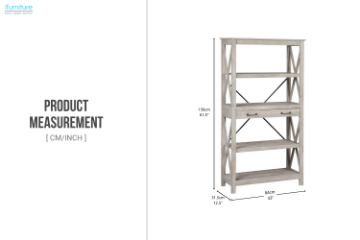 Picture of ZALYN 5-Tier Bookcase with 1 Drawer (156×84cm)