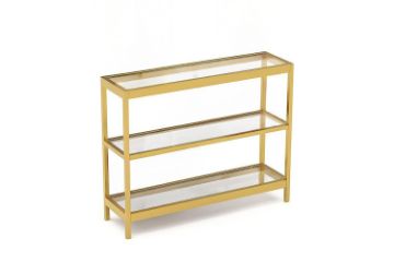Picture of JOSEF 90 Tempered Glass Console Table with 3 Tiers (Golden)
