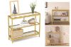 Picture of JOSEF 90 Tempered Glass Console Table with 3 Tiers (Golden)