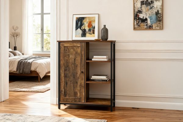 Picture of WEEFON 1 Door and 3 Open Shelves Storage Cabinet