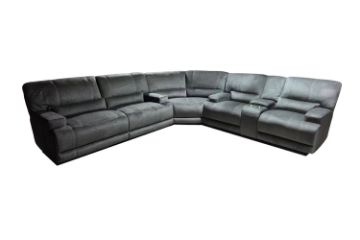 Picture of DAWSON Power Reclining Fabric Sofa Range with Storage Console & Cup Holders (Sage Grey)