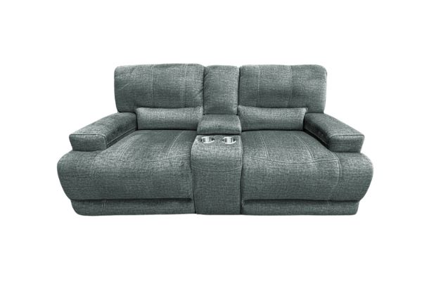 Picture of DAWSON Power Reclining Fabric Sofa Range (Sage Grey) - 2 Seat with Cup Holders & Storage (2RRC)