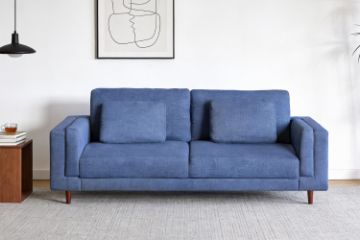 Picture of VALAND Linen 3-Seater Sofa (Blue)