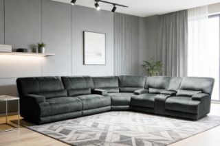 Picture of DAWSON Power Reclining Fabric Sofa Range (Sage Grey) - 3RR+2RRC+Corner Sofa Set