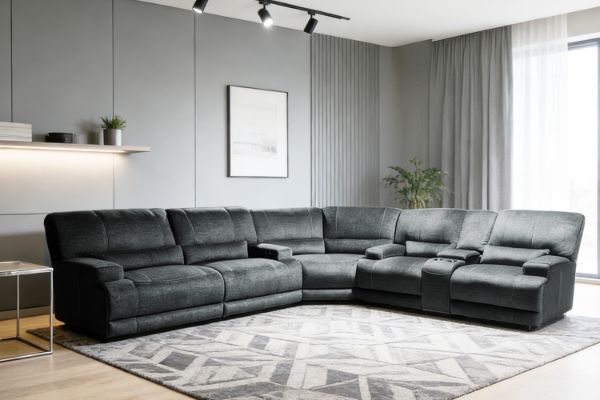 Picture of DAWSON Power Reclining Fabric Sofa Range (Sage Grey) - 3RR+2RRC+Corner Sofa Set