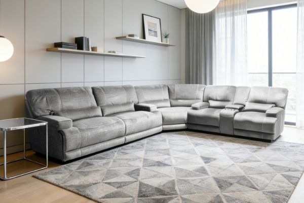 Picture of DAWSON Power Reclining Fabric Sofa Range (Charcoal Grey) - 3RR+2RRC+Corner Sofa Set