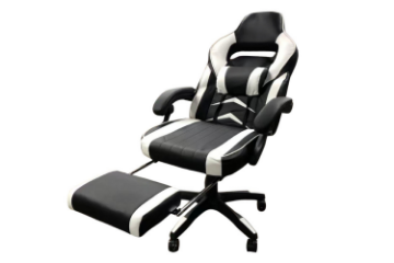 Picture of MOXIE 360° Swivel Adjustable Height Gaming Recliner Chair with Footrest (White & Black)